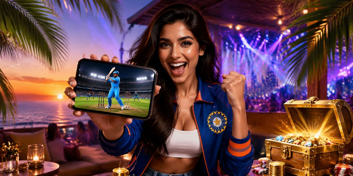 Excited young adult registering on mobile for cricket betting